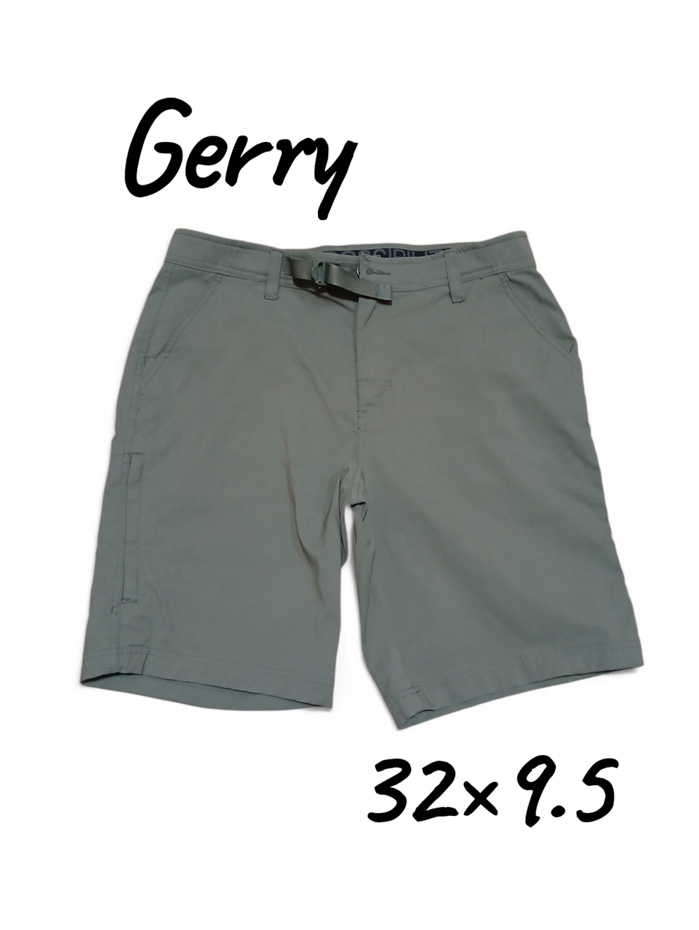 Gerry Weber Men's Size 32×9.5 Sage Green Hybrid Shorts with Integrated Belt
